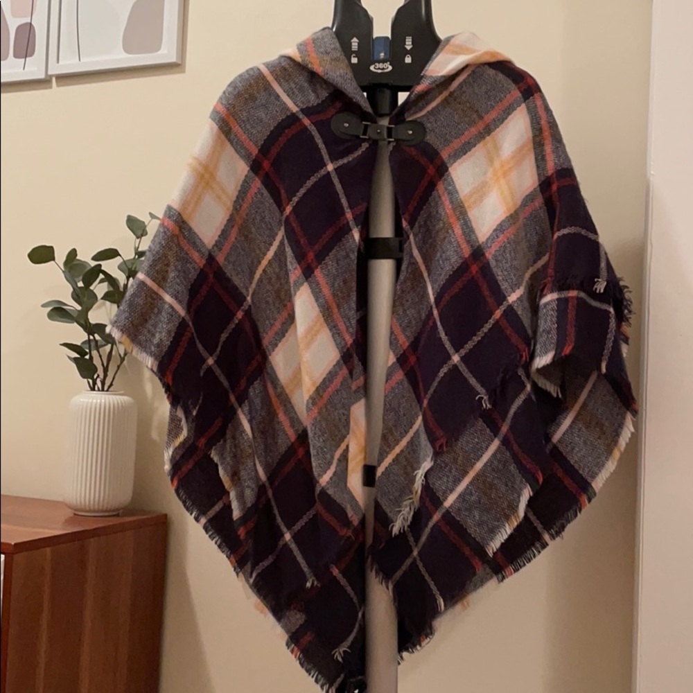 Plaid poncho